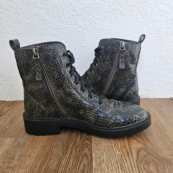 Linea Paolo Snakeskin Print Lace Up Combat Boots / size 6 - Picture 3 of 7